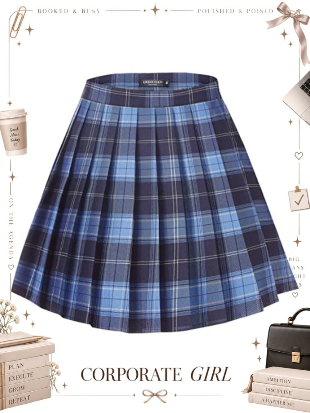 Plaid Pleated Mini Skirt High Rise A-Line Cheerleading Uniform Skirt
